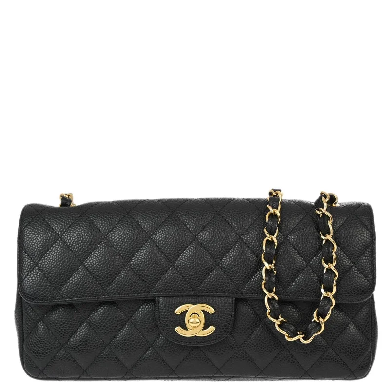 Chanel 2009-2010 Black Caviar East West Shoulder Bag