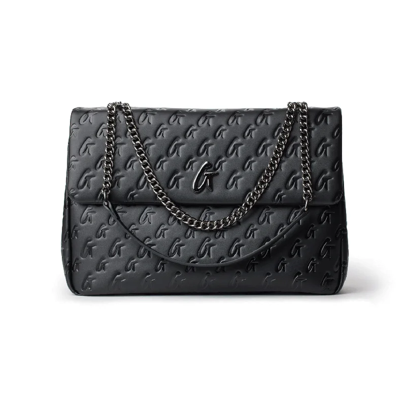 XL MONOGRAM FLAP BAG - BLACK