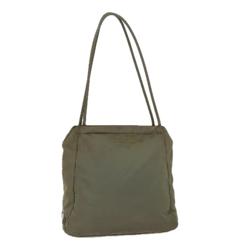 PRADA Shoulder Bag Nylon Khaki Auth bs13512