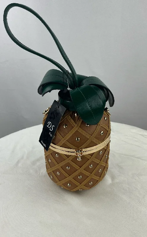 Unique Pineapple Shaped Small Faux Leather Studded Crossbody Handbag NWT