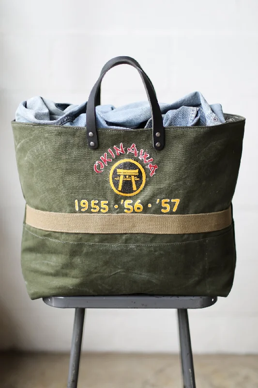 1950's era Salvaged Military Canvas Tote Bag