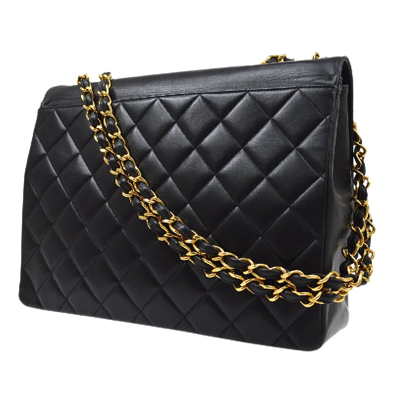 CHANEL 1991-1994 CC Flap Maxi Black Lambskin 61273