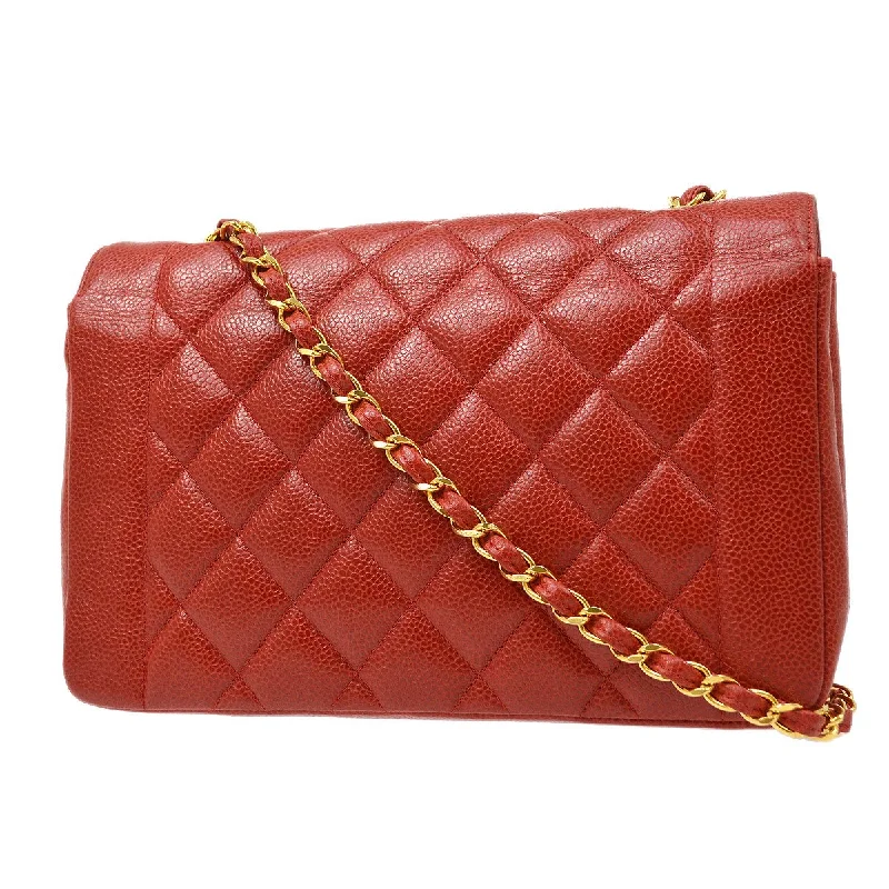 Chanel 1991-1994 Red Caviar Medium Diana Flap Bag