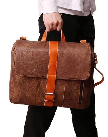 Cool Brown Leather Men's Messenger Bag Handbag Backpack Briefcase For Men