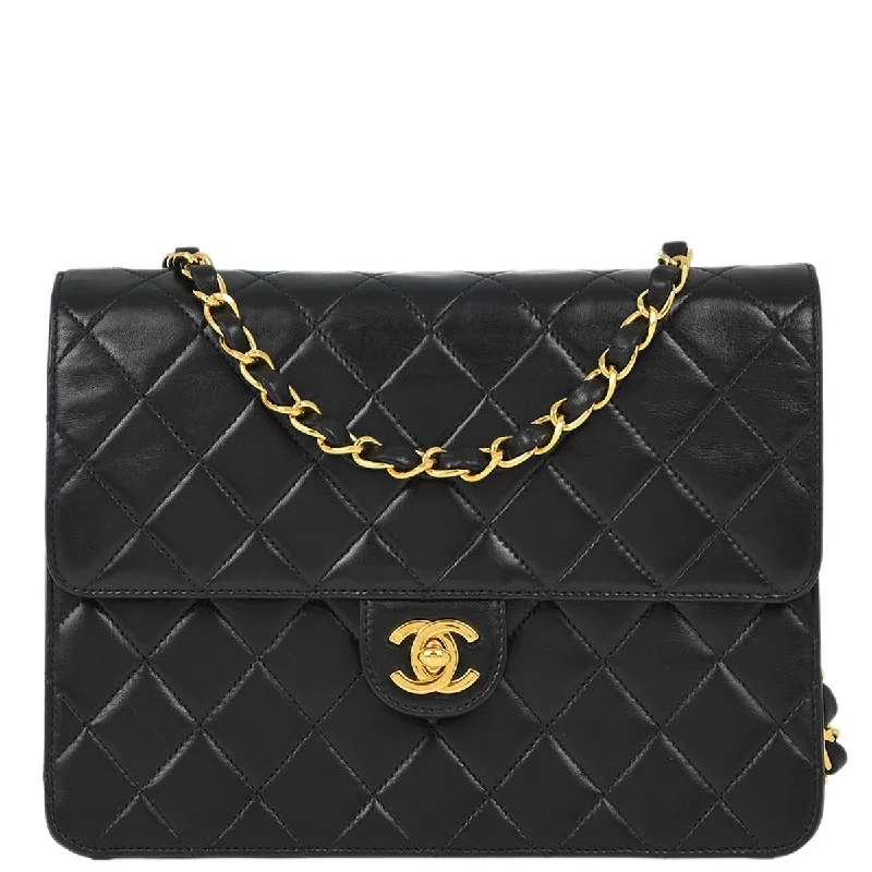 Chanel Black Lambskin Turnlock Small Half Flap Shoulder