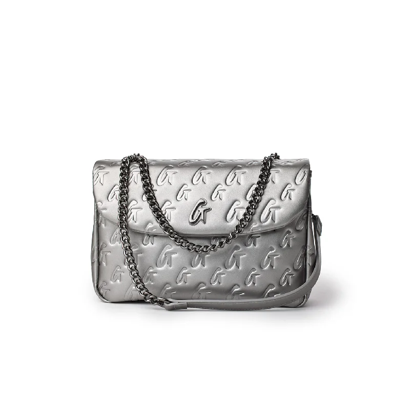 MEDIUM MONOGRAM FLAP BAG - PLATINUM