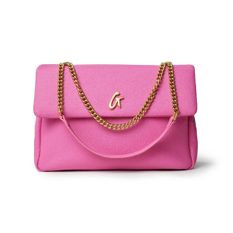 LARGE PEBBLE FLAP BAG - HOT PINK