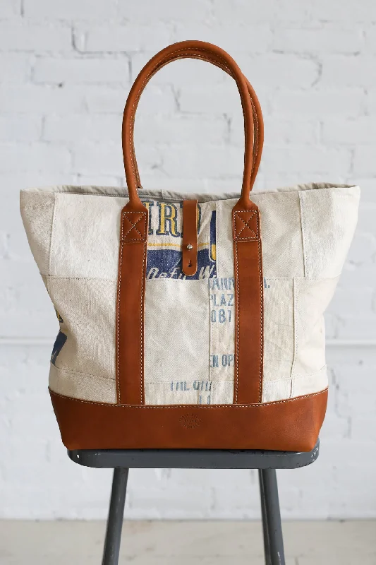 1940's era Salvaged Canvas Patchwork Tote Bag