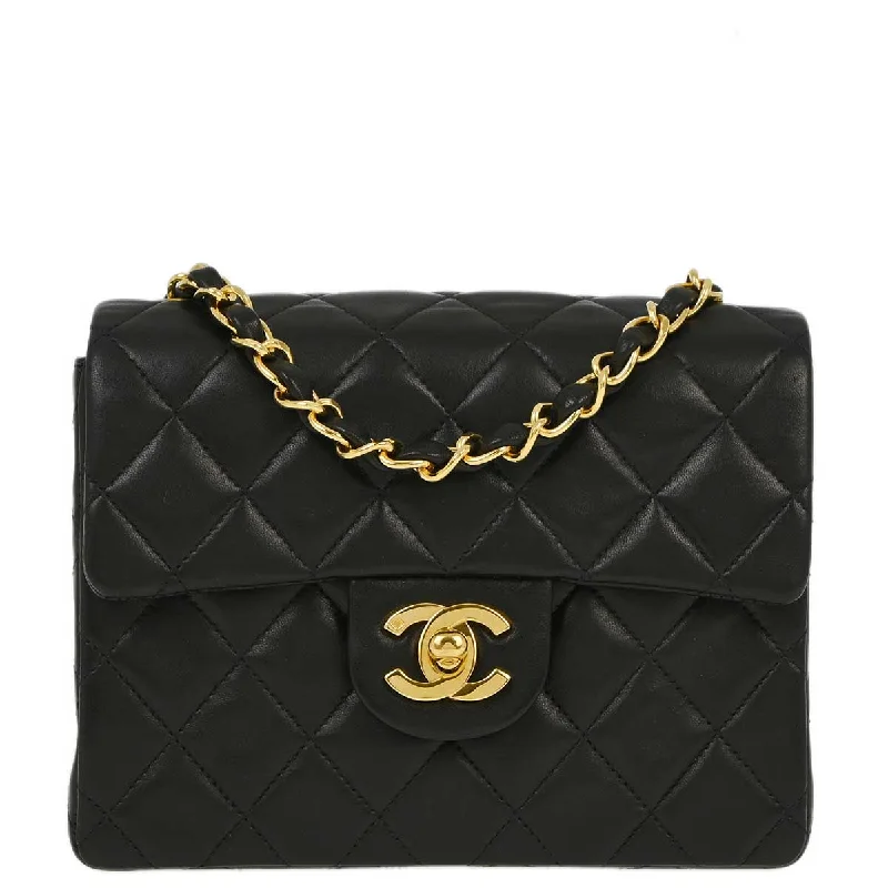 Chanel 1996-1997 Black Lambskin Mini Classic Square Flap Shoulder Bag 17