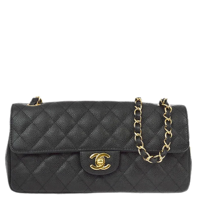 Chanel 2009-2010 Black Caviar East West Shoulder Bag