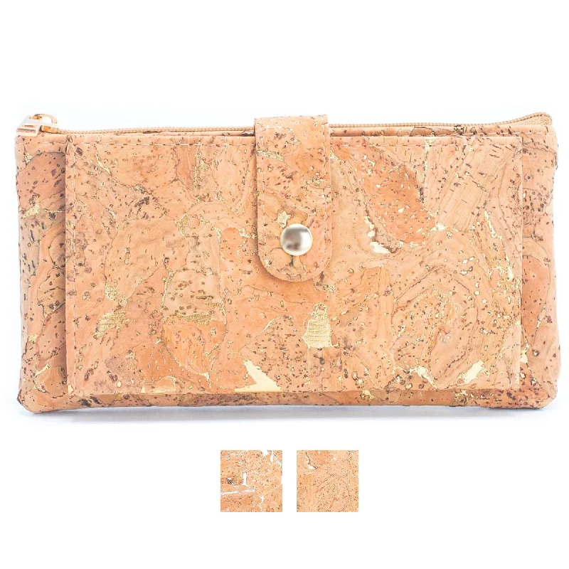 Gold and silver cork Slim card snap long wallet BAG-2234