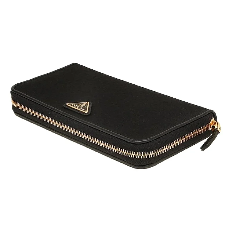 Prada Black Tessuto Nylon Zip Around Wallet