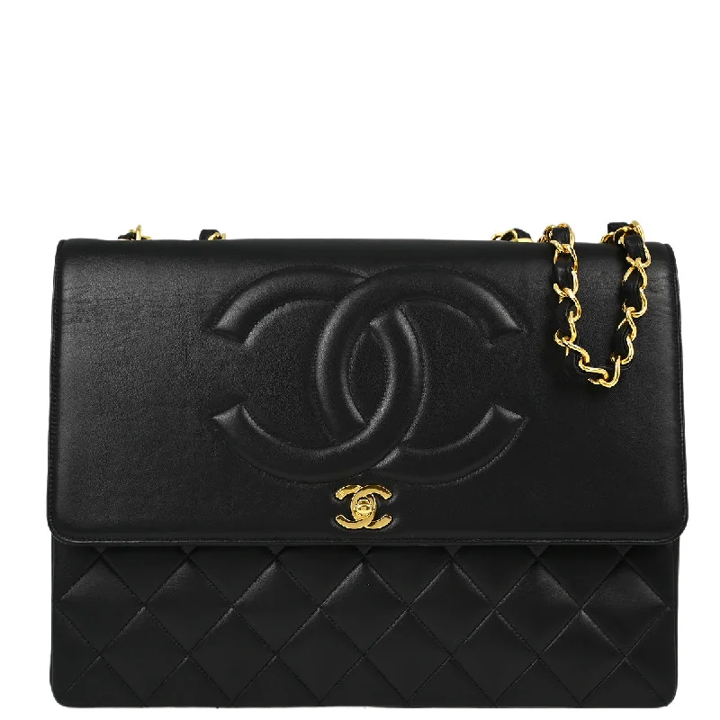 Chanel Black Lambskin Maxi Classic Flap Shoulder Bag