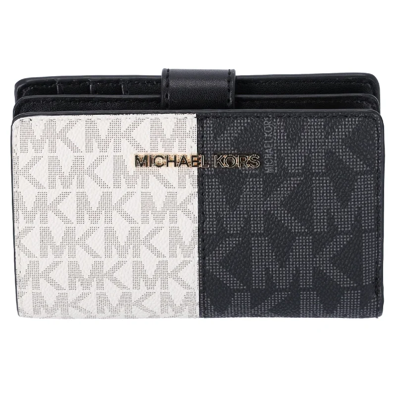 Michael Kors Jet Set Travel Medium Bifold Zip Coin ID Card Wallet Black Multi