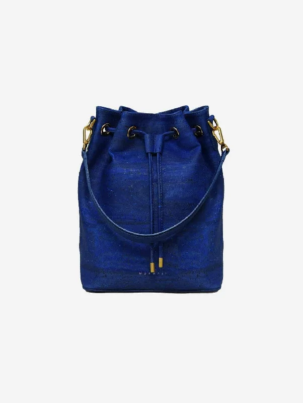 Gamma Handcrafted Cork Vegan Bucket Backpack | Navy