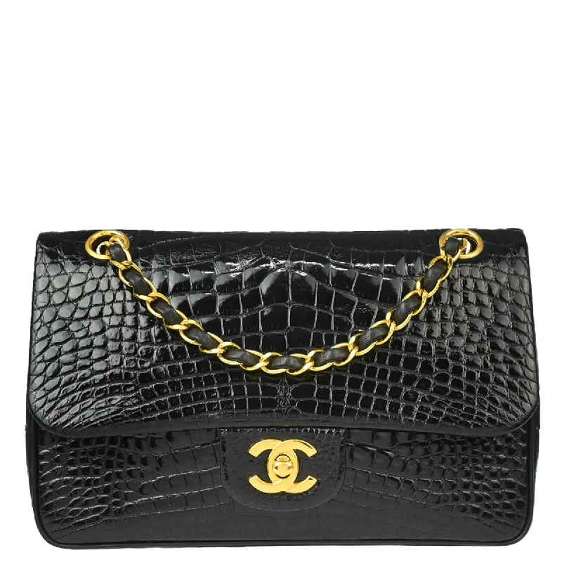 Chanel * Black Crocodile Small Classic Double Flap Shoulder Bag