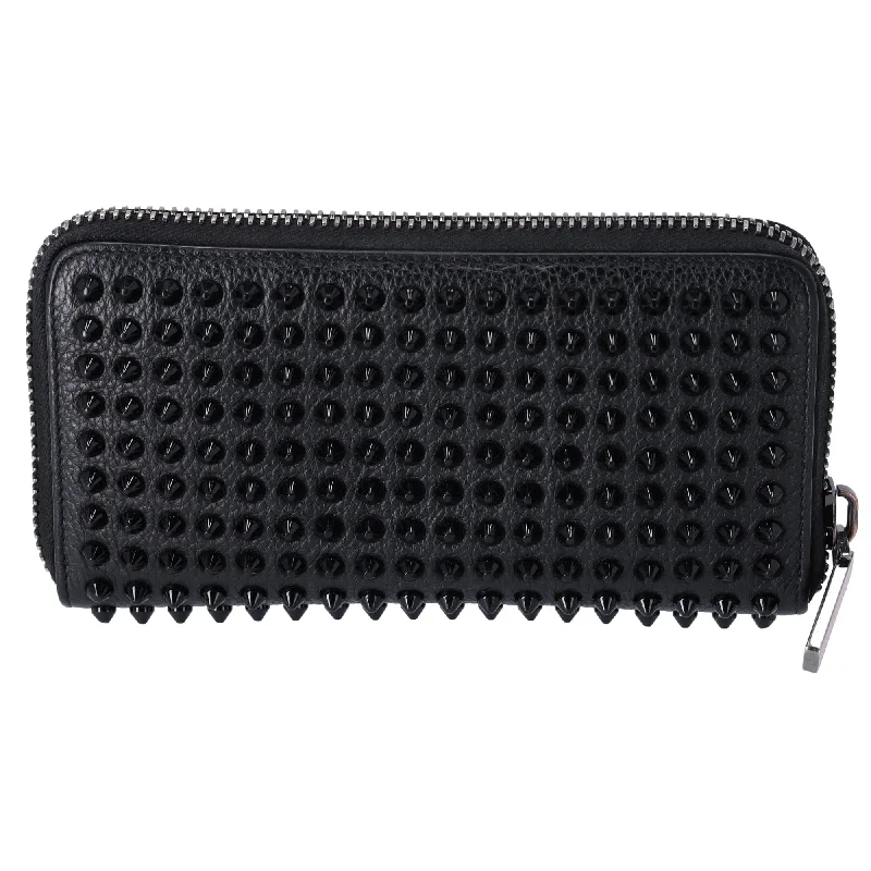 Christian Louboutin Panettone Long Wallet Black Leather Spiked