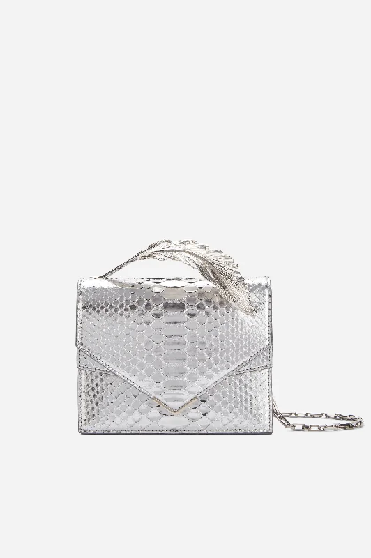 Metallic Silver Python Alina Clutch