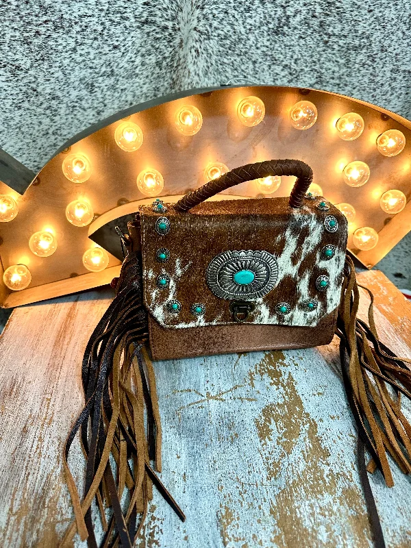 Turquoise Concho Leather Crossbody