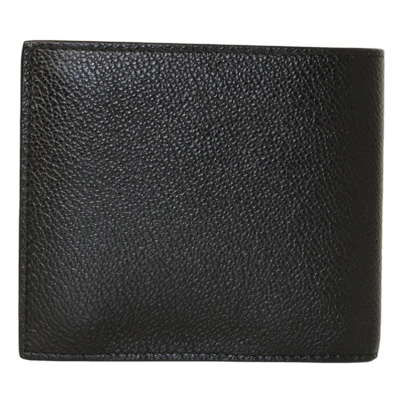 Prada Black Navy Vitello Micro Grain Leather Bifold Wallet