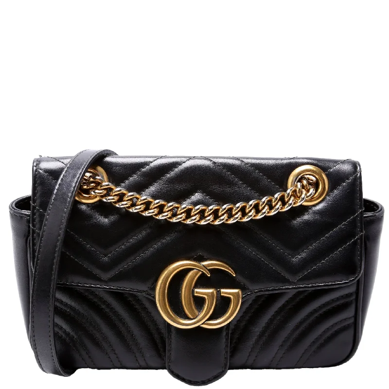 Marmont Leather Shoulder Flap Mini Black