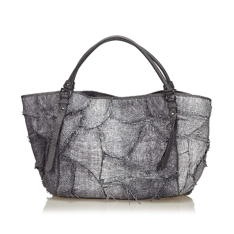 Burberry Gray Chemical Fiber Fabric Tote Bag United Kingdom