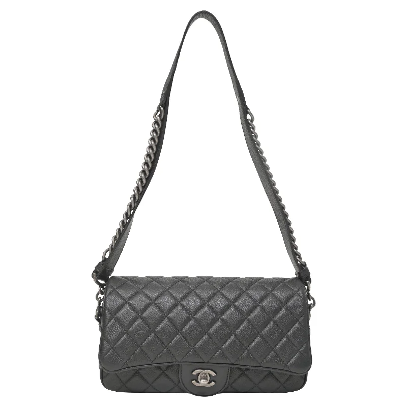 Chanel Medium Casual Rock Flap Bag in Black Leather