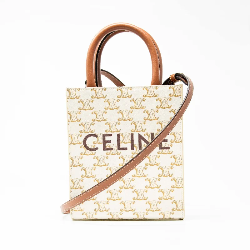 Celine White Triomphe Mini Vertical Cabas Tote