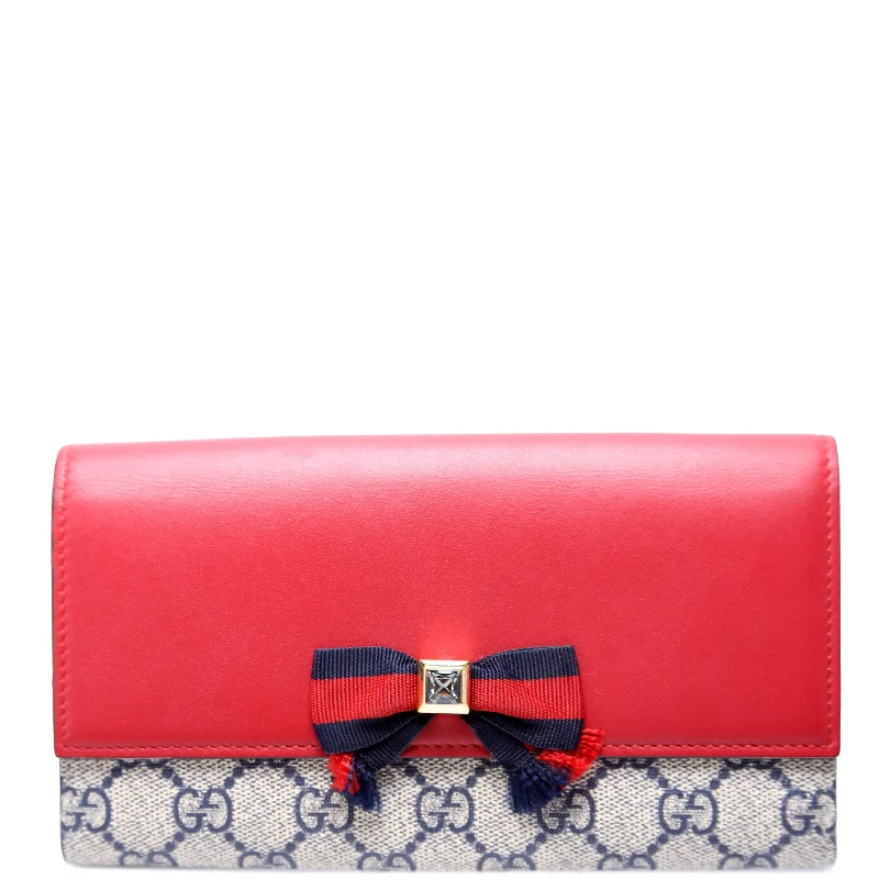 GG Supreme Bow Continental Wallet Red/Navy