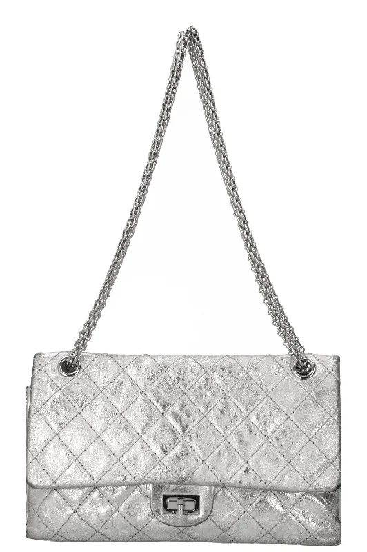 CHANEL 2.55 Double Flap Bag Silver