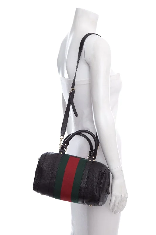 Gucci Black Leather Mini Bowler HandBag