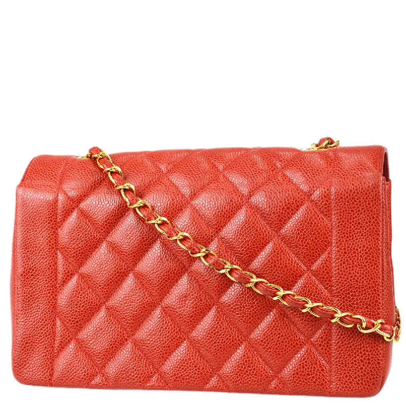 Chanel 1991-1994 Red Caviar Medium Diana Flap Bag