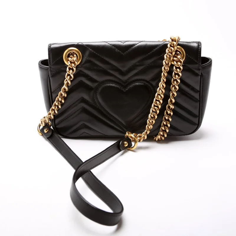 Marmont Leather Shoulder Mini Flap Black