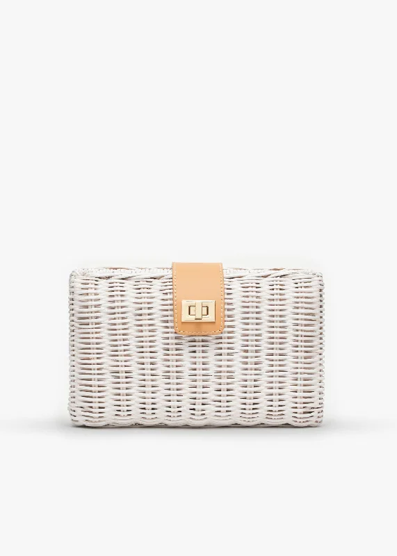 Lou Wicker Straw Clutch Bag