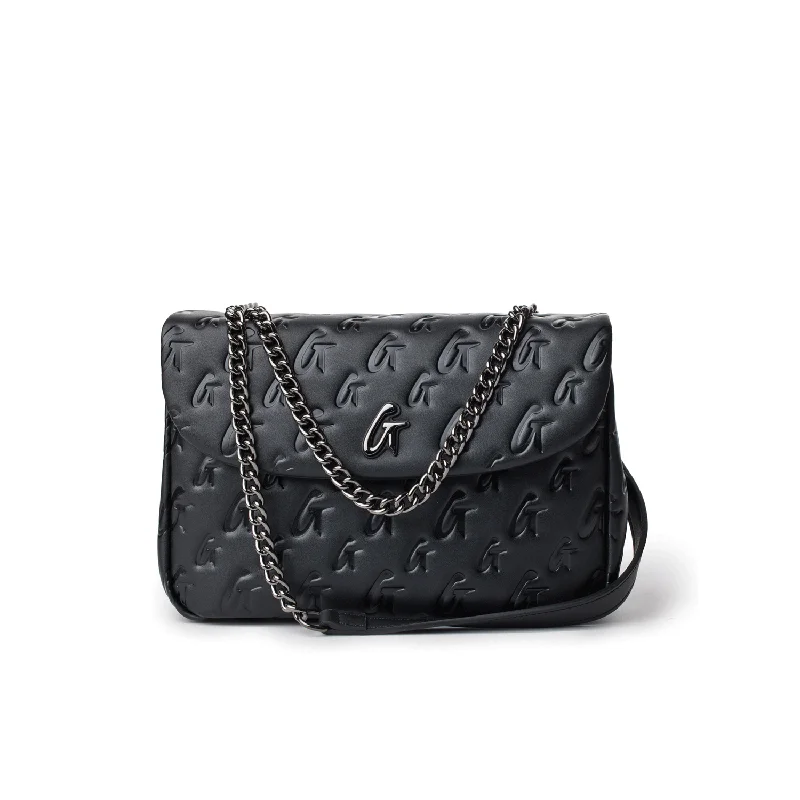 MEDIUM MONOGRAM FLAP BAG - BLACK