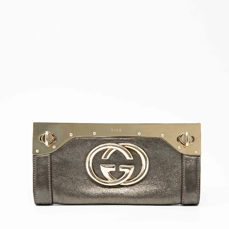 Gucci Metallic Grey Britt Clutch