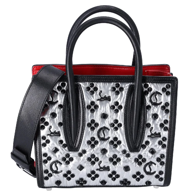 Christian Louboutin Paloma S Mini Handbag Black Silver Red Leather Nylon