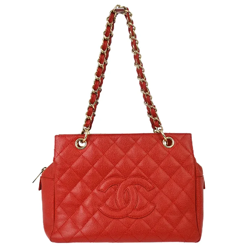 Chanel Red Caviar Petite Timeless Tote PTT Chain Handbag