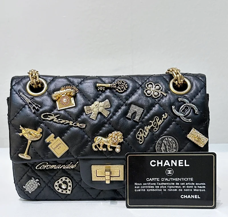 Chanel Aged Calfskin Lucky Charms 2.55 Reissue 224 Flap Black GHW