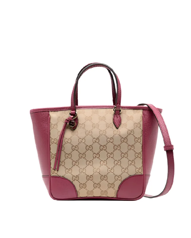 Gucci Beige & dusty rose original GG canvas Bree tote bag