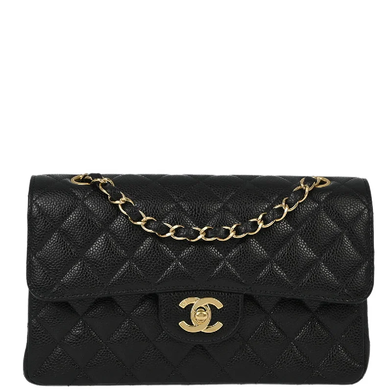 Chanel Black Caviar Small Classic Double Flap Shoulder Bag