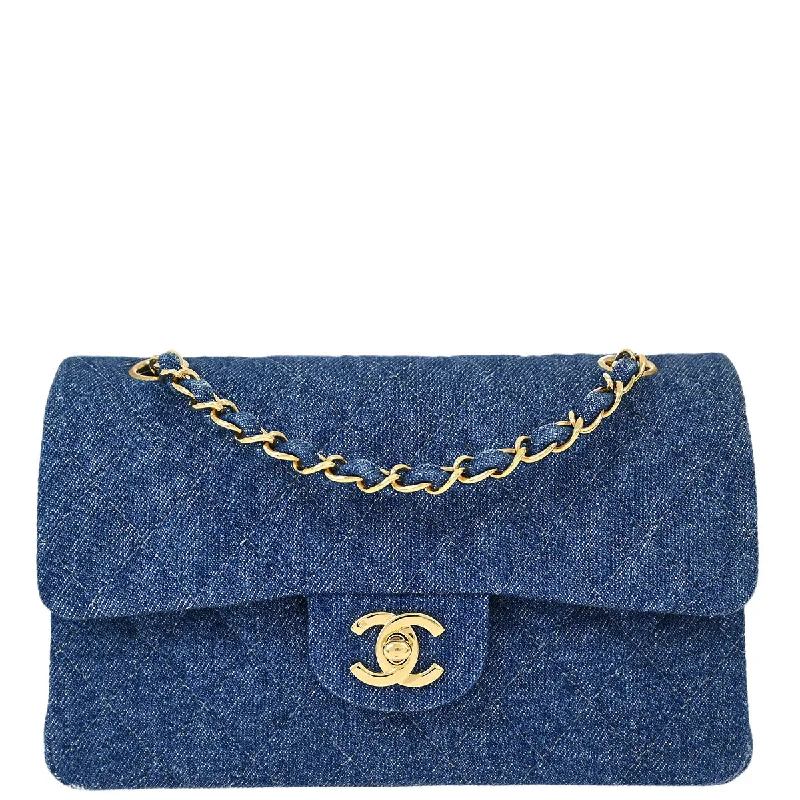 Chanel * Blue Denim Small Classic Double Flap Shoulder Bag