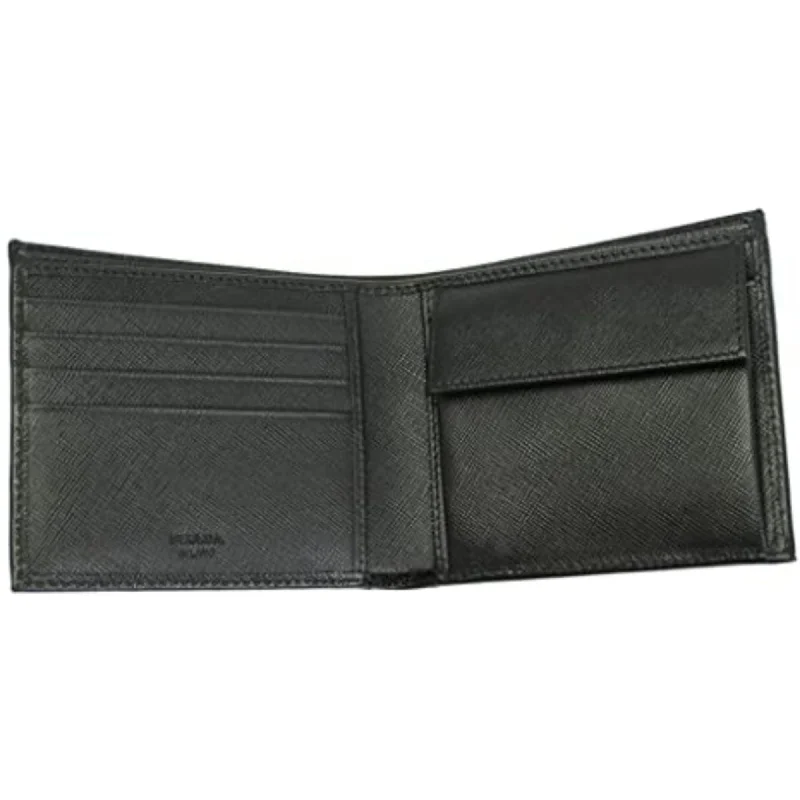 Prada Men's Black Saffiano Leather Logo Billfold Bifold Wallet