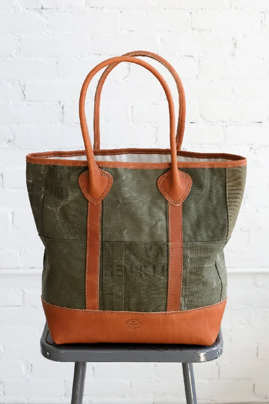 WWII era Salvaged Canvas Patchwork Tote Bag