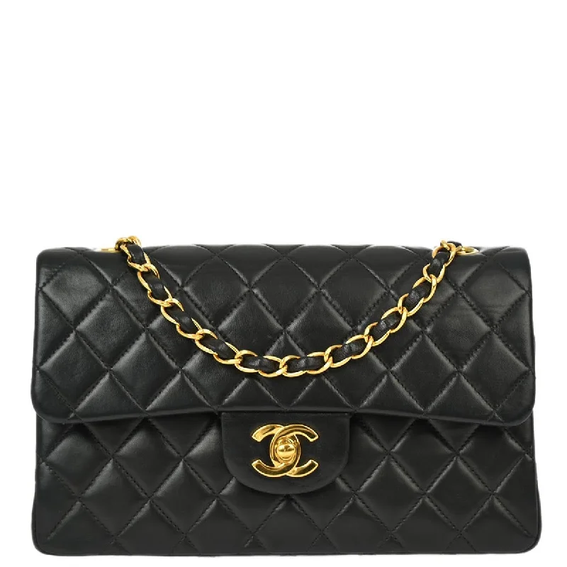 Chanel 2001-2003 Black Lambskin Small Classic Double Flap Shoulder Bag