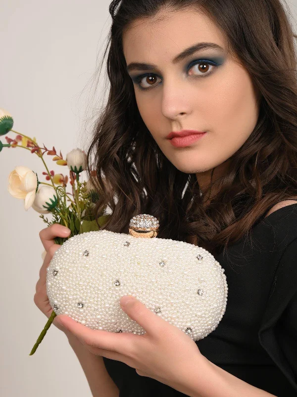 Odette Women White Pearly Magnificent Clutch