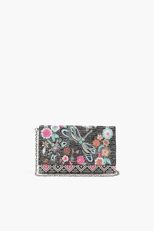 Dragonfly Embellished Flap Clutch