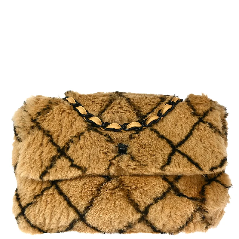 Chanel 2000-2001 Beige Fur Chain Shoulder Bag