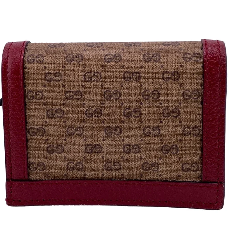 GUCCI Bifold Wallet 647788 Leather, PVC Brown Compact wallet Mini GG Supreme Doraemon Women Used