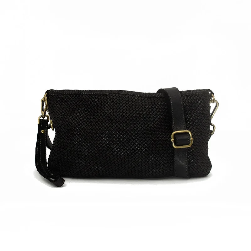 Laura Woven Crossbody in Black